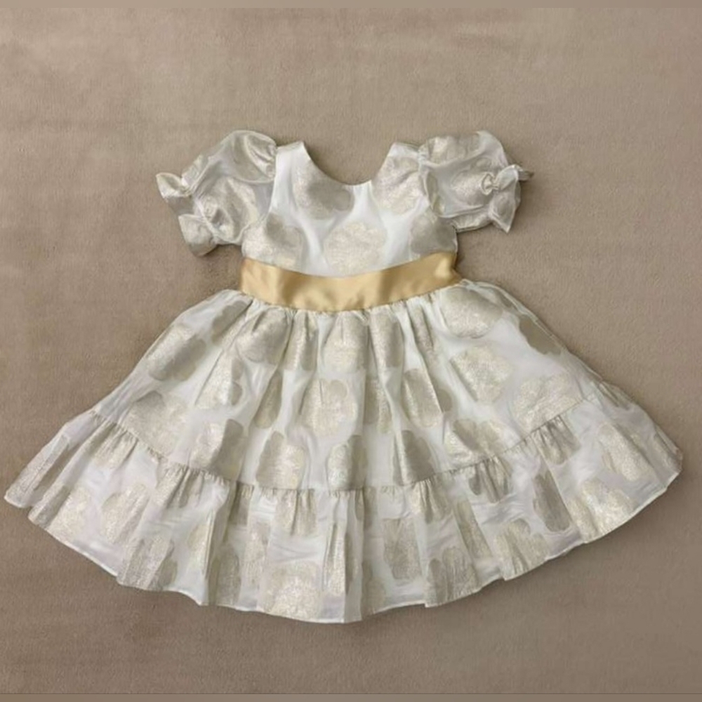 Janie and Jack Special Occasion Metallic Floral Puff Sleeve Dress Size 3
